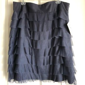 Anthropologie romance and ruffle skirt, navy blue